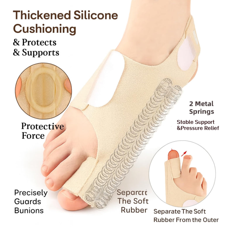 Bunion Corrector Support Brace: Pain Relief & Foot Alignment for Women & Men, 1 Pair for Day & Night Use Spandex 2 Built-in Springs