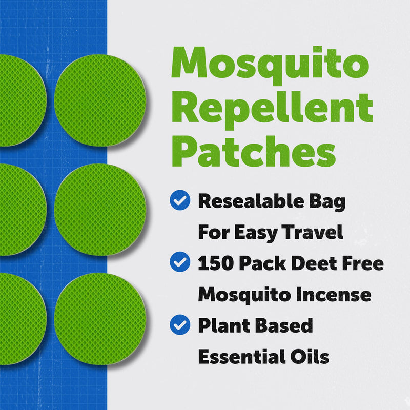 RiptGear Mosquito Patches - 150 Pack of Mosquito Stickers for Kids and Adults, Natural Mosquito Sticker, Citronella Patch Sticks to Any Surface - DEET Free - BeesActive Australia