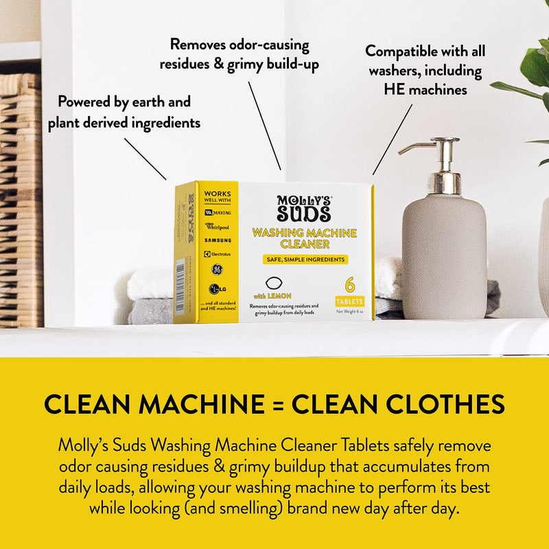 Molly's Suds Washing Machine Cleaner | Removes Odors & Grime from Front & Top Loader Machines, Including HE (Citrus - 10 Tablets) 10 Count (Pack of 1) - BeesActive Australia