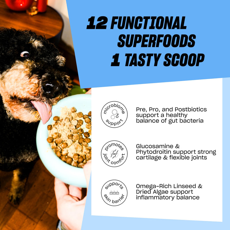 Grub Club Top-Dog All In One Dog Food Topper (300g - Up To 2 Months Supply) - Dog Health Supplement Topper With Glucosamine, Prebiotic Fibre, Probiotics For Dogs, Omega 3 & Vitamins - Made In The UK