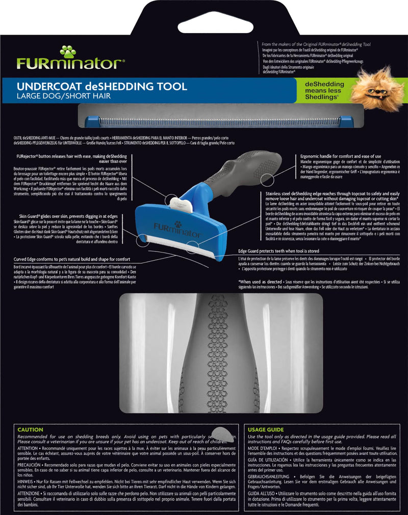 Furminator deShedding tool dog size L short hair - dog brush for large dogs to remove undercoat - improved design - BeesActive Australia