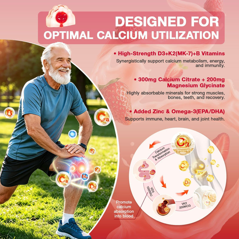 Vitamin D3 K2 Gummies - Vitamin D3 10000 IU & K2 (MK-7) 200 mcg - Vegan K2 D3 Vitamin Supplement w/Magnesium - Supports Bones, Muscle, Calcium Absorption, and Immune Health | 120 Count, Sugar Free
