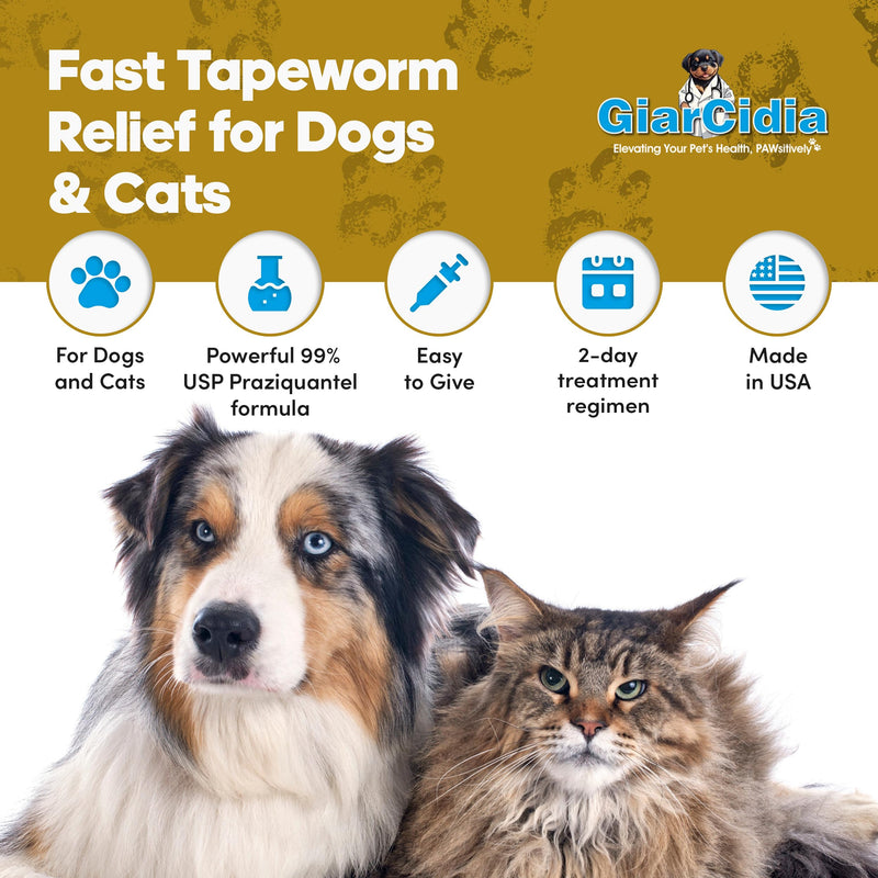 No More Tapeworms in Cats and Dogs- Dewormer for Cats and Dewormer for Dogs- USA Made Oral Suspension - Chicken Flavour with 3ml Dropper (60ml) 60ml Chicken