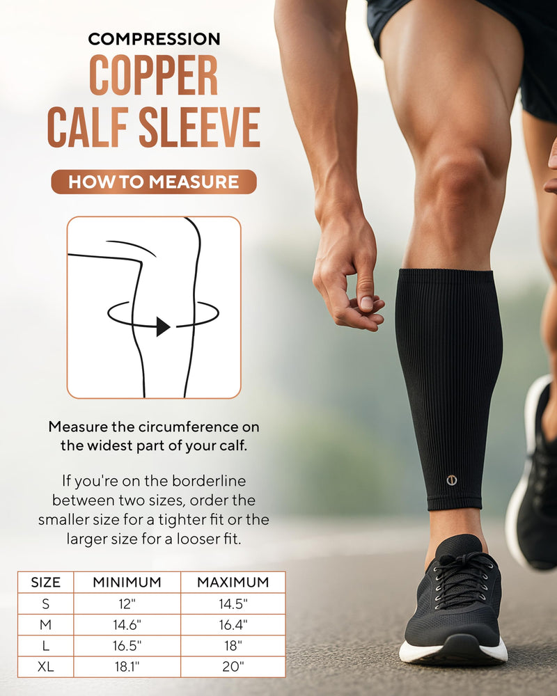 TheraCopper Copper Calf Compression Sleeve — Premium Copper Compression Shin Sleeve for Men & Women — Breathable & Non-Slip Leg Sleeves for Runners, Shin Splints, Muscle Recovery & Leg Fatigue Medium - BeesActive Australia