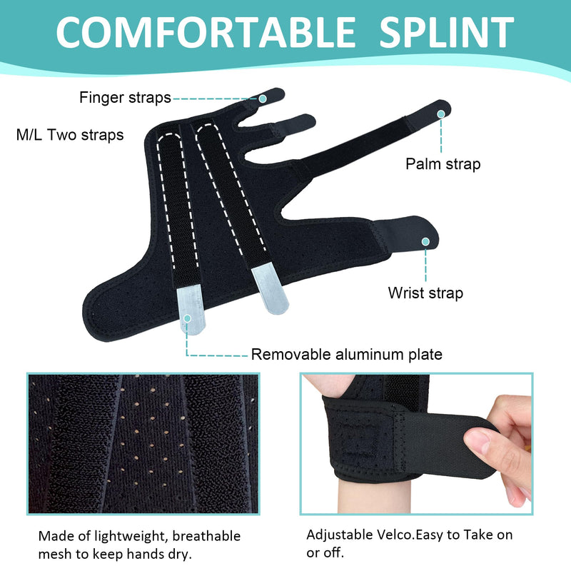 Metacarpal Finger Splint Hand Brace - Pinky Ring Finger Immobilizer For Boxer Fractures -Fit for Both Left or Right Hand (Medium) Medium