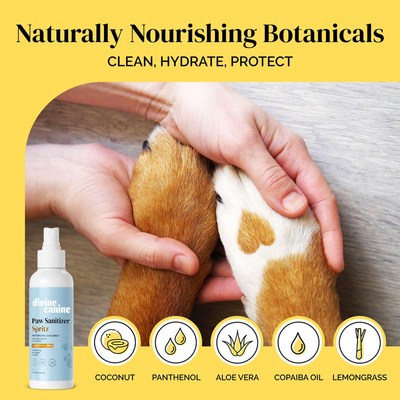 Dog Paw Cleaner - 5.1 Fl Oz of Alcohol Free Paw Sanitizer Spritz - Made with Coconut, Aloe, Copaiba Oil, and Lemongrass Oil to Nourish and Clean Paws - Made in The USA - BeesActive Australia