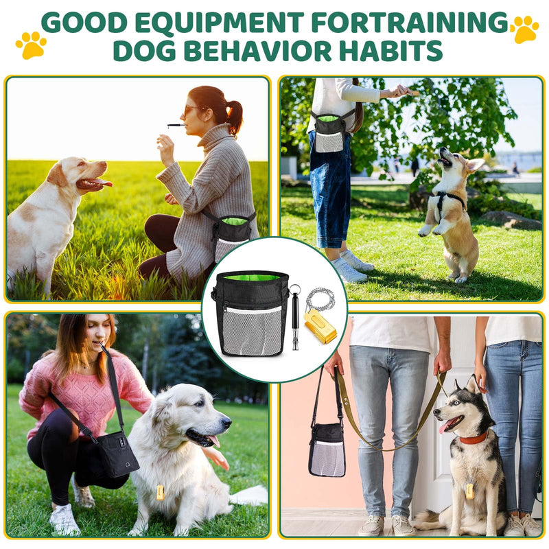 5 Pcs Dog Treat Pouch Training Kit, Including 1 Pcs Puppy Treat Bag 3 Ways to Wear, 2 Pcs Pet Training Cricket Clicker 2 Pcs Puppy Training Silent Whistles for Pet Training - BeesActive Australia