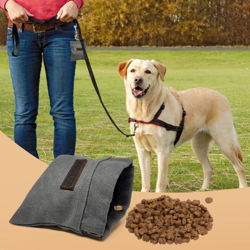 Dog Treat Pouch, Small Doggie Puppy Treat Snack Bags Reward Pouch, Hand-Free Dog Treat Pouch Magnetic Closure, Use for Outdoor Short Walking - Grey - BeesActive Australia