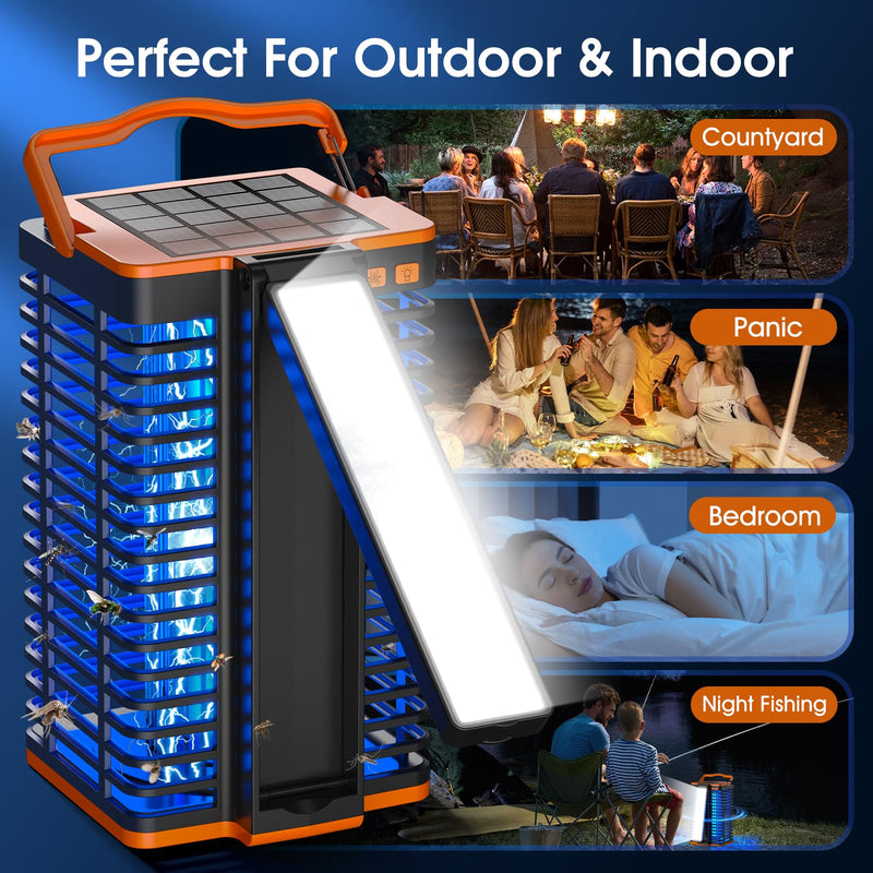 Solar Bug Zapper Outdoor,2 in 1 Mosquito Zapper Cordless & Rechargeable, Kiies 4200V Portable Fly Zapper Insect Trap with Reading Lamp for Camping Patio Backyard Garden - BeesActive Australia