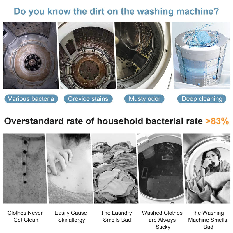Washing Machine Cleaner, Deodorizer, & Descaler 24-Pack- Deep Cleaning Tablets for HE Front Loader & Top Load Washer, Septic Safe Eco-Friendly - BeesActive Australia