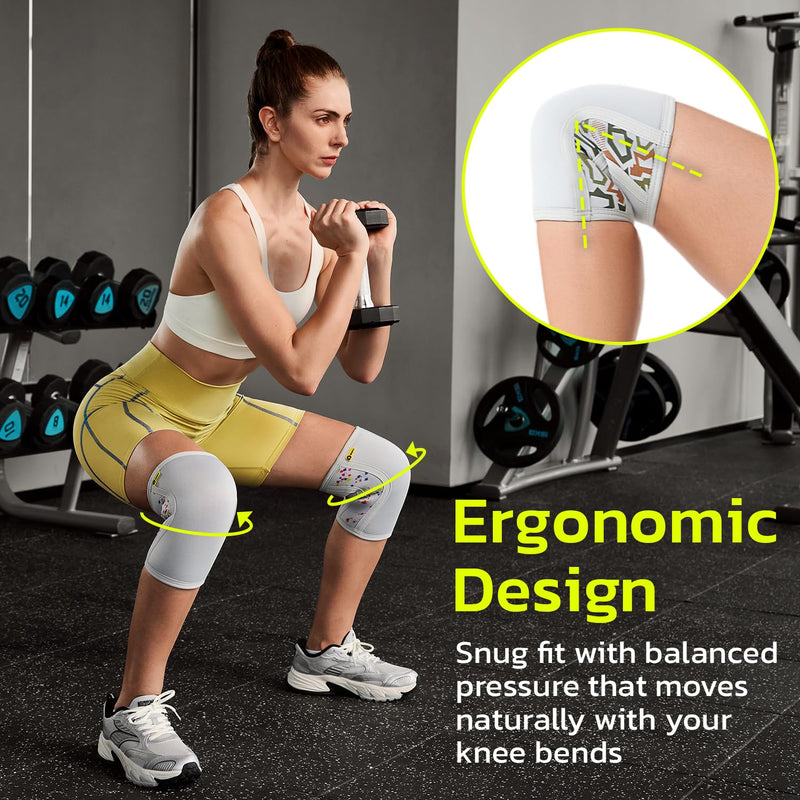 Knee Brace for Women Men (1 Pair) 5mm Neoprene Knee Compression Sleeve Knee Support, Non-Slip Braces for Training & Fitness, Weightlifting, Black Ink S Small Ink Splatter