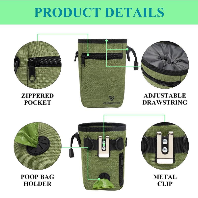 Dog Training Treat Pouch,Hands-Free Dog Treat Bag,Puppy Treat Pouch,Dog Training Bag with Adjustable Belt, Metal Clip-Green Green - BeesActive Australia