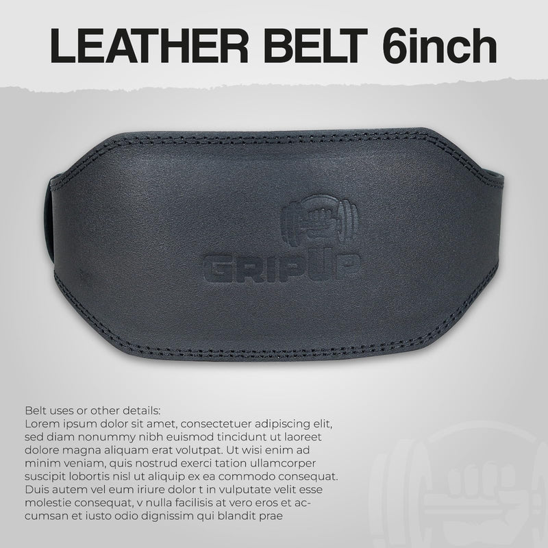 Leather Weightlifting Belt for Men & Women – 4" & 6" Width – Heavy Duty Gym Belt for Powerlifting, Bodybuilding, CrossFit – Adjustable Support for Back & Core – Ideal for Squats & Deadlifts Black 6 Inch X-Large