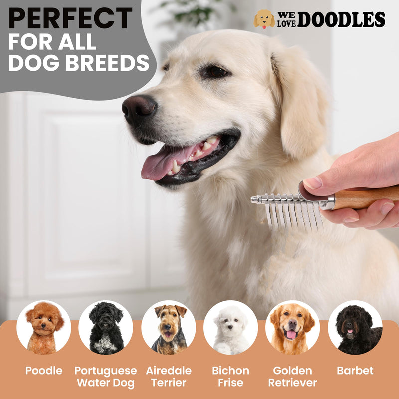 Dog Dematting Brush & Rake, Detangler Brush For Dogs, Comb Tool For Grooming, Best For Doodles, Poodles, Goldendoodles, Cats & Other Pets, Matted Fur Removal On Undercoat [We Love Doodles] - BeesActive Australia