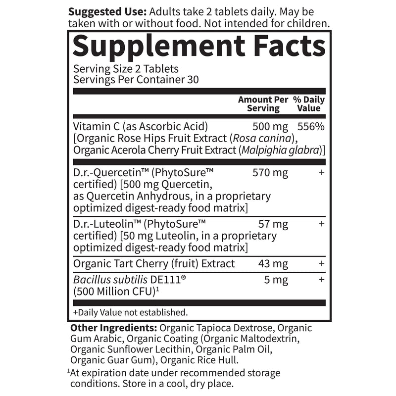Garden of Life Quercetin Once Daily Immune System Support Supplement with Vitamin C,D & Probiotics – Dr Formulated-Immune Health,Respiratory and Skin Health,Gluten Free,Non GMO-30 Tablets,(Pack of 2) 3.52 Ounce (Pack of 2)