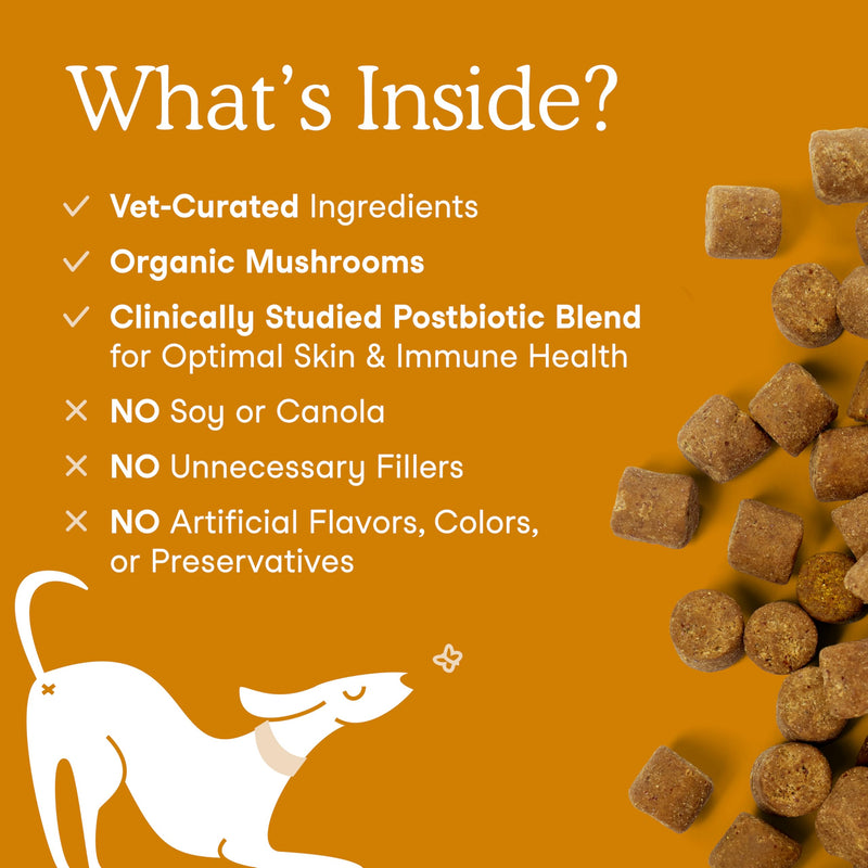 Fera Pets Dog Allergy and Immune Support with Organic Mushrooms, Postbiotics & Colostrum - Promotes Skin & Gut Health - Soothes Seasonal Allergy Symptoms - 30 Soft Chews 30 Chews