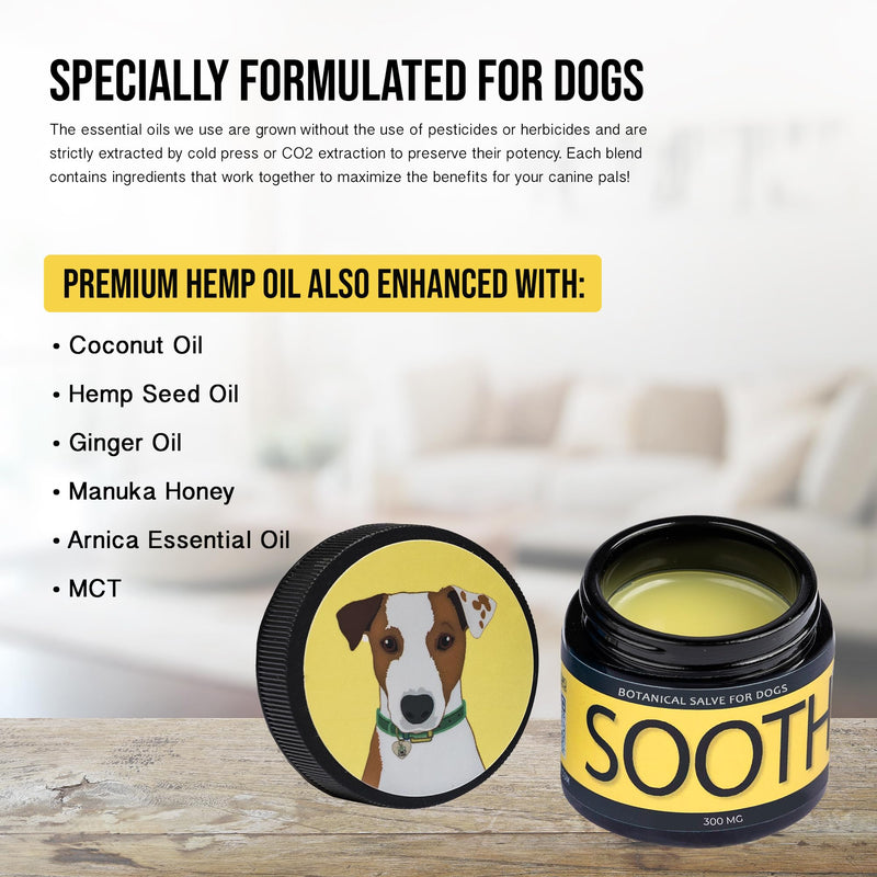 Soothe - Dog Balm with Hemp Oil - Hot Spots, Itchy Skin, Rashes, Bug Bites, & Wound Care - Natural Anti-Itch Relief 300 mg (Pack of 1)