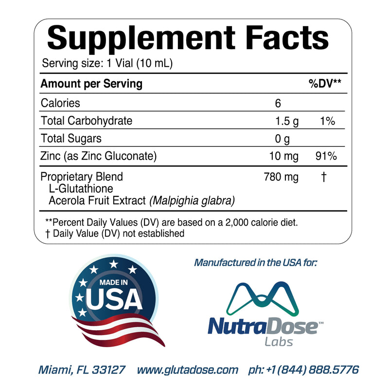 Liquid Glutathione Supplement, Lemon Berry Flavored Acerola Energy Booster w/Zinc, Daily Vitamins & Minerals, Zero Sugar Formulation, Everyday Auto-Immune Support for Adults, 0.34 fl oz, Pack of 30 Berry lemonade 0.34 Fl Oz (Pack of 30)
