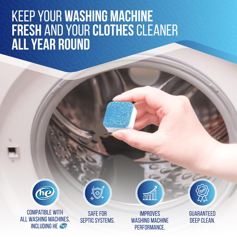 Washing Machine Cleaning Tablets - Powerful Washer Cleaner for Washing Machine Cleaner Top Load, Front Loader and HE - Deep Clean & Deodorize - 24 Washer Machine Cleaner Tablets - BeesActive Australia