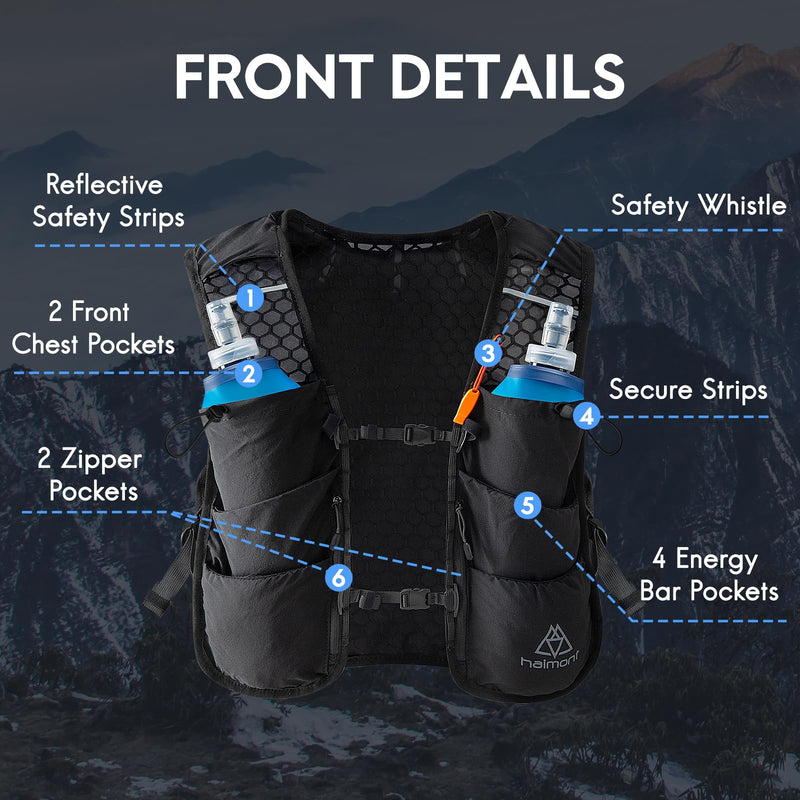Haimont Running Hydration Vest, 5L Lightweight Runner Vest Pack for Women Men, Trail Running Black Large - BeesActive Australia
