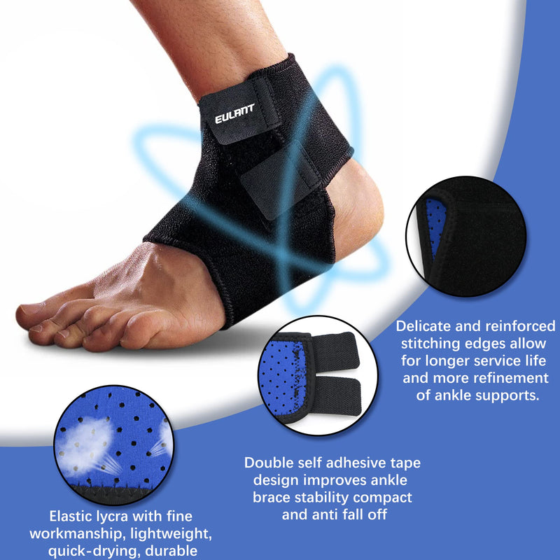 EULANT Kids Ankle Brace 1 Pair, Children Ankle Support, Ankle Compression Sleeve for Foot & Ankle Swelling, Achilles Tendon, Joint Pain, Injury Recovery, for Ice Skating Dance Hiking, Black M Medium