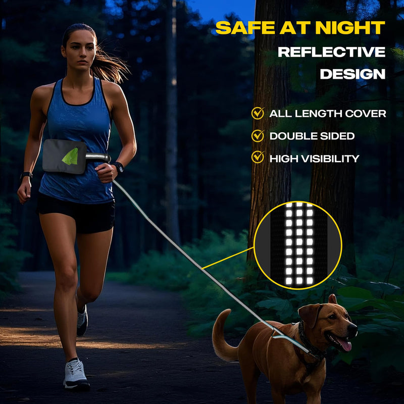 Fida 3-in-1 Hands Free Dog Leash with Zipper Pouch, Bungee & Reflective Straps – Adjustable 5-8ft Crossbody/Waist Running Leash for Dogs, Detachable Traffic Handle for Safe Walking & Jogging - BeesActive Australia