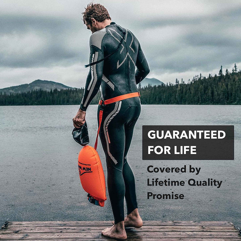 New Wave Swim Buoy - Swim Safety Float and Drybag for Open Water Swimmers, Triathletes, Kayakers and Snorkelers, Highly Visible Buoy Float for Safe Swim Training (PVC 15 Liter Yellow)