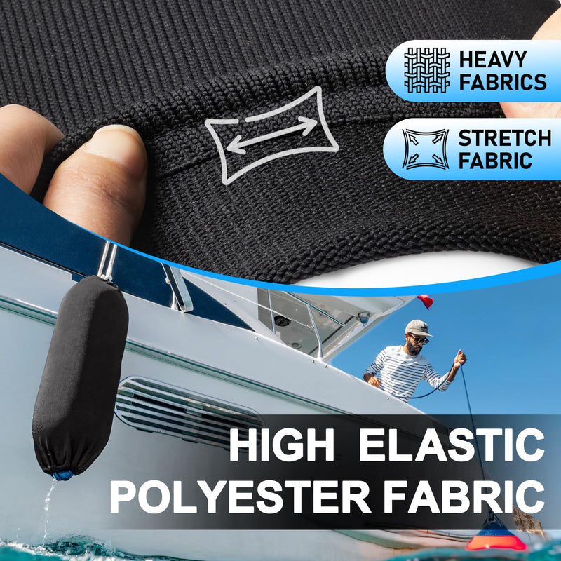 Boat Fender Covers, Boat Bumper Covers for Center Rope Tube Style Fenders, Several Size Marine Fender Covers (Boat Fender Not Included) 9" x 26" 2