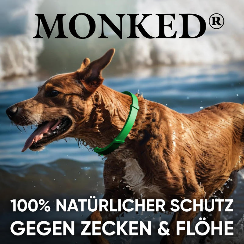 Monked | Natural flea collar for dogs without chemicals | Tick collar for dogs small & large | Adjustable size | up to 8 months protection | Tick protection dog | Anti Flea Dog | Anti Flea Dog [Grey] Gray Universal - BeesActive Australia