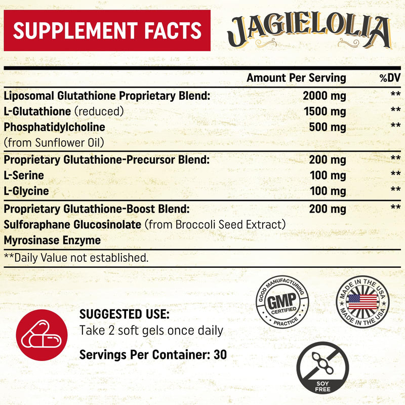 Liposomal Glutathione 2000 mg with L-Serine, L-Glycine & Sulforaphane ‚Äì Active L-Glutathione Unique Formulation to Enhance Absorption - Master Antioxidant, Detoxifying & Immune | 120 Softgels 60 Count (Pack of 2)