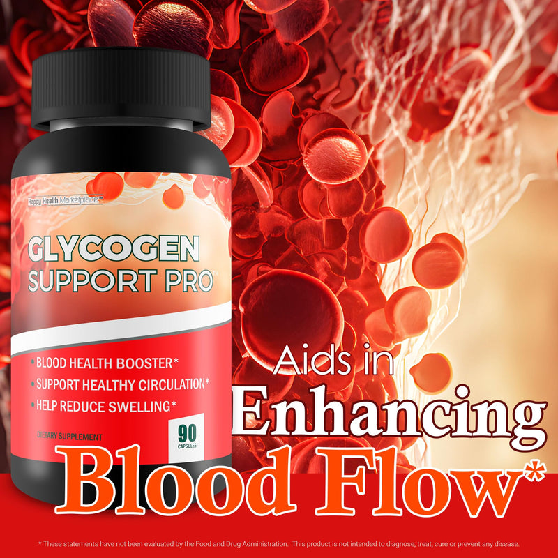 Glycogen Support Pro - Our Best Pancreas Support Antioxidant Blood Health Blood Circulation Supplements - Blood Supplement W/Magnesium Turmeric Vitamin D Vitamin C D Zinc Blood Balance Blood Booster