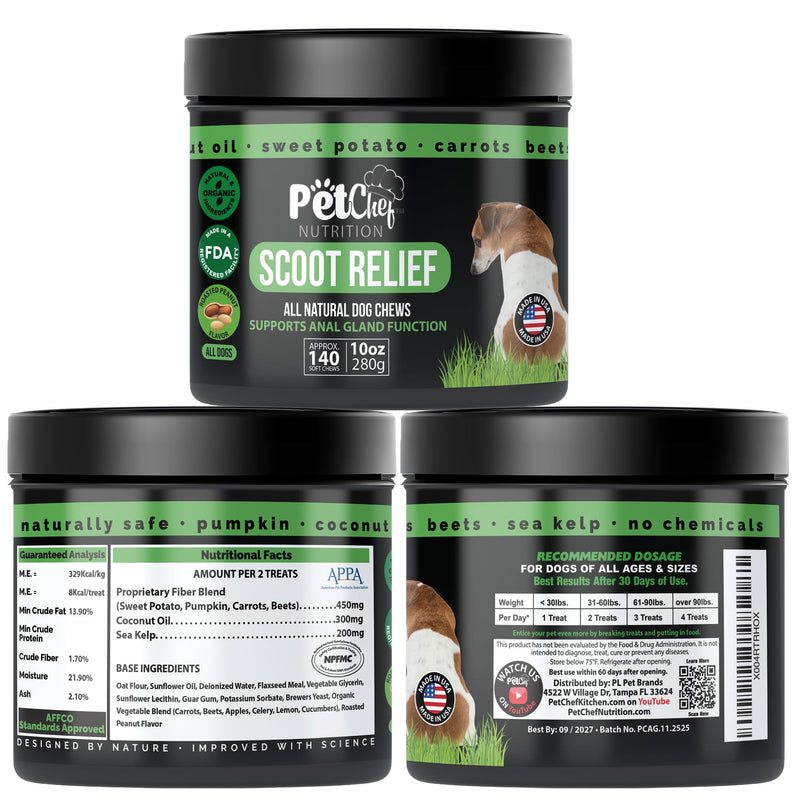Pet Chef Anal Gland Repair & Anal Cleaner Fixer for Dogs- Reduce Butt-Dragging- Easy-to-Give Daily Chews- Stops Smelly Dog Butt Habit and Nasty Markings Stinky Markings