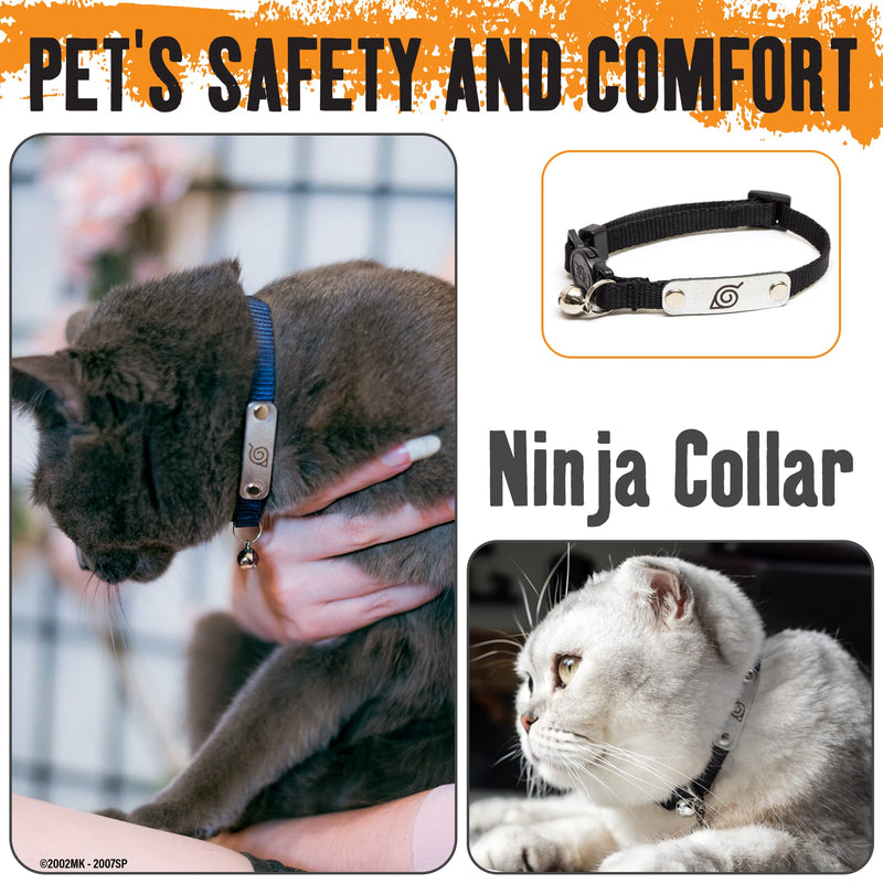Naruto Cat Collars for Girl Cats, Boy Cats & Small Kitten Collar with Bell | Officially Licensed Naruto Shippuden Hidden Leaf Village Headband Breakaway Cat Collars for Naruto Gifts (Navy, Ninja) Ninja - Navy - BeesActive Australia