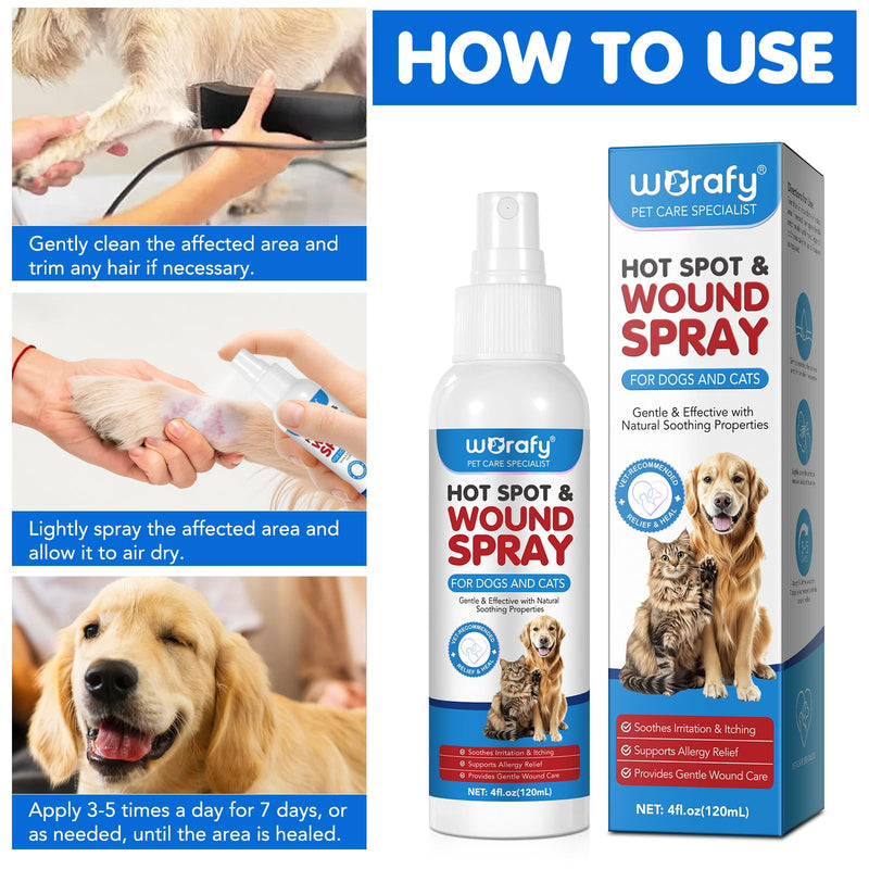 Hot Spot Care Spray for Dogs & Cats-Soothing Itch Relief for Skin Irritation,with Natural Tea Tree Oil & Aloe Vera