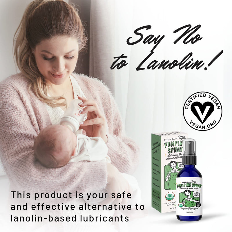 Legendairy Milk Pumping Spray 4 oz., Helps Sore Nipples & Clogged Ducts, Organic Lubricant for Breast Shields and Flanges, Vegan Breast Pump Spray, Natural & Lanolin-Free, Made in USA - BeesActive Australia