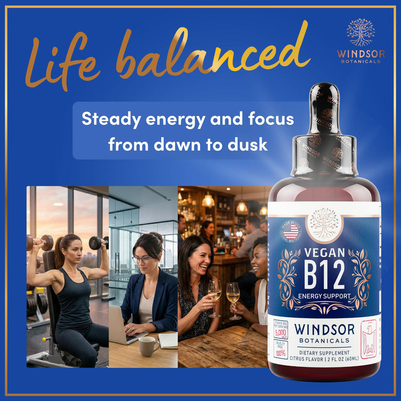 Vegan Vitamin B12 Liquid - Max Strength Methylcobalamin B12 Sublingual 5000 mcg - Fast Absorbing Supplement for Mood, Memory and Energy Support - Non-GMO, Gluten-Free, Citrus Flavor B 12 Drops, 2oz 2 Fl Oz (Pack of 1)