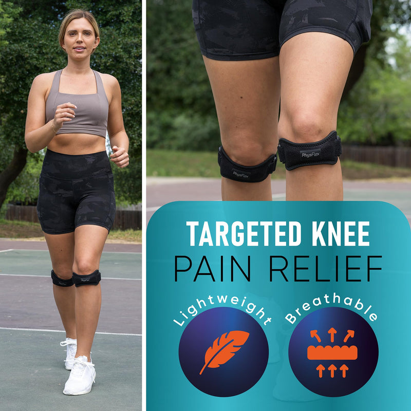 2 Pack Patella Knee Brace - Knee Support and Pain Relief, Running, Hiking, Basketball, Jumpers Knee, Tendonitis, Adjustable Strap Patellar Tendon Stabilizer Black (Pack Of 2) - BeesActive Australia