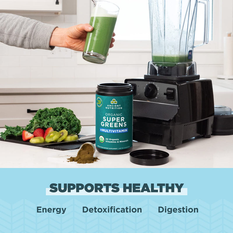 Ancient Nutrition Organic Multivitamin Supergreens Powder, 7.5 OZ 25 Servings (7.5 Ounce)