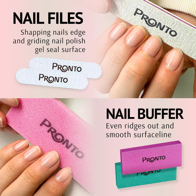 Pronto Gel Nail Polish Remover Kit – 8 Oz Pure Acetone 100 Percent, Nail File, Nail Polish Soak Off Bowl, Cuticle Oil for Nail Care + Manicure Set with Nail Buffer Block, Cuticle Pusher & Nail scraper 8 Fl Oz + Kit Bowl