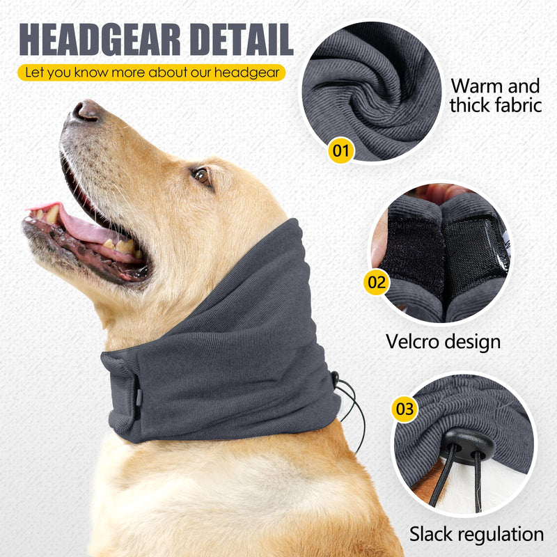Dog Thunder Ear Muffs, Dog Calming Hoodie No Flap Ear Wraps for Dogs Hematoma Healing, Dog No Flap Noise Protection Ear Wrap Relieve Anxiety, Dog Ear Cover The Grooming (Grey, Medium) Grey - BeesActive Australia