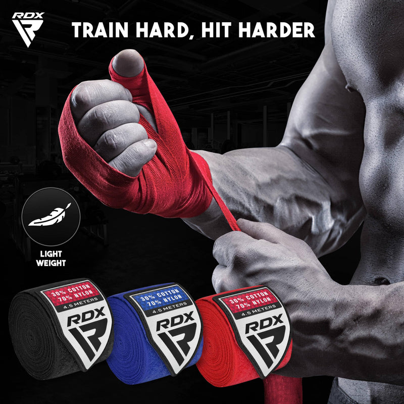 RDX Boxing Hand Wraps, Pack of 3 Pairs Bundle, 4.5 Meter Elasticated Inner Gloves, Muay Thai MMA Kickboxing Punching Martial Arts Strength Training Workout Combat Sports Home Gym Fitness Accessories Multicolor