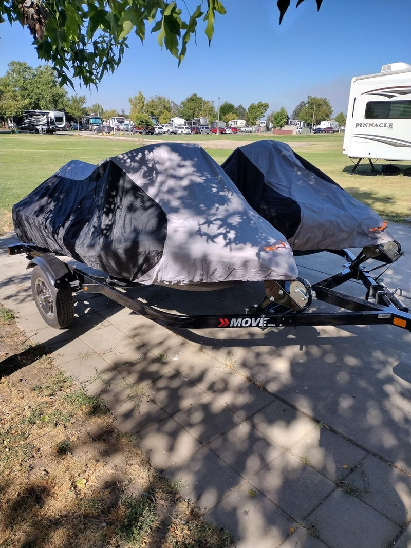 True 900D Solution-Dyed Jet Ski Cover with Storage Bag,Waterproof,Anti-UV Trailerable Cover Universal Fit for Yamaha,Seadoo,Jetski,PWC Boat with Reflective Air Vent (Fits from 116"-125",2 Seater) Fits from 116"-125"(2 Seater) - BeesActive Australia