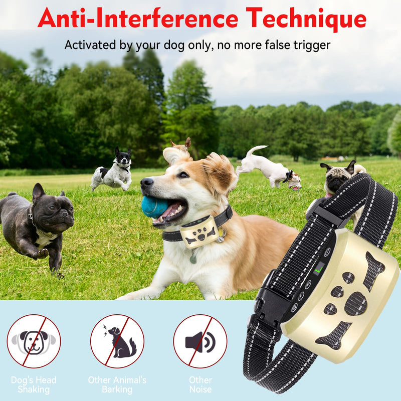 Dog Bark Collar, Anti Bark Collars for Large Medium Small Dogs with 7 Level Sensitivity Adjustable and 4 Stop Barking Modes, Rechargeable Bark Collar No Shock for Dogs with Beep Vibration Shock yellowgreen - BeesActive Australia