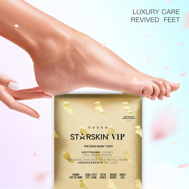 STARSKIN VIP Gold Mask Foot (4 Pieces), Softening Foot Mask for all Skin Types, Korean Skin Care, Hydrating and Moisturizing with Shea Butter and Rose Oil, K Beauty Skincare 1 Count (Pack of 4) - BeesActive Australia