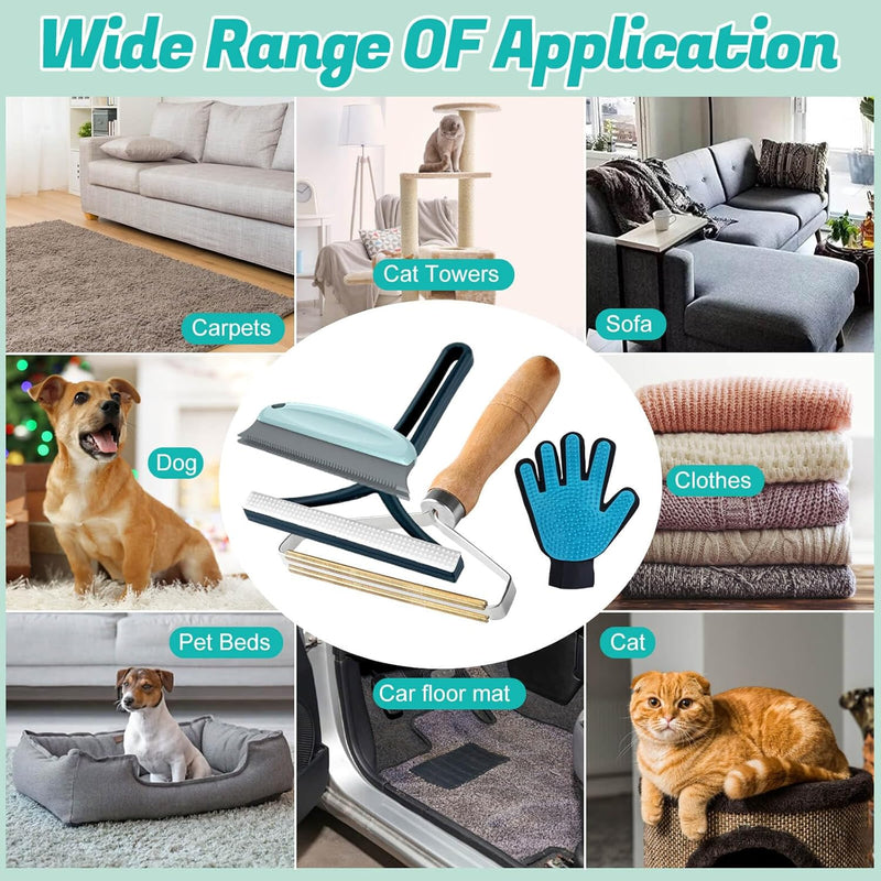Dog Hair Remover, Pet Hair Remover for Furniture, Couch, Carpet, Clothes, Car, Pet Hair, Portable Dog Cat Hair Remover, Reusable Pet Hair Remover Tool 5SET - BeesActive Australia