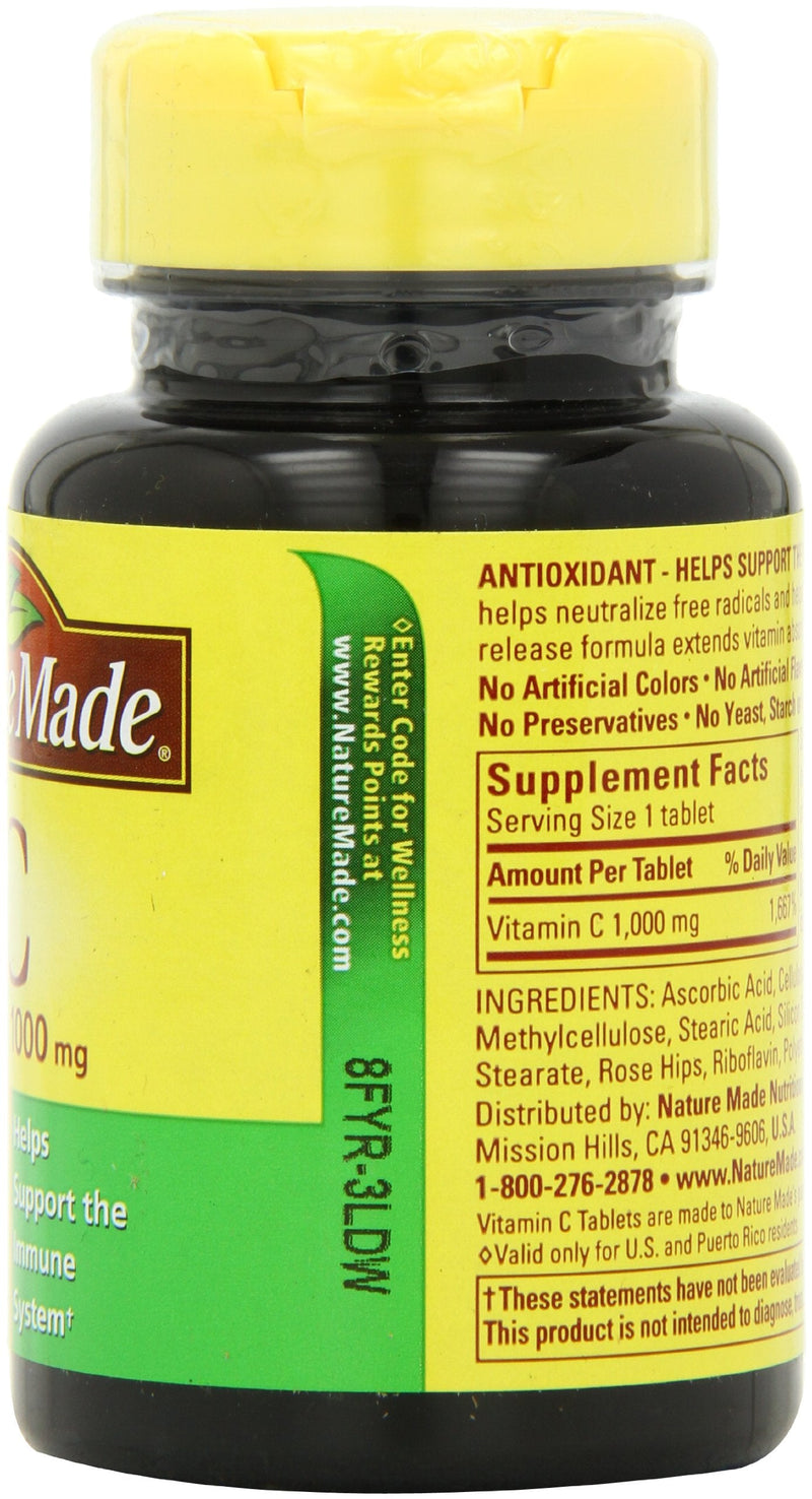 Nature Made Vitamin C 1000 mg Time Release Tablets with Rose Hips, 60 Count to Help Support the Immune System 60 Count (Pack of 1)