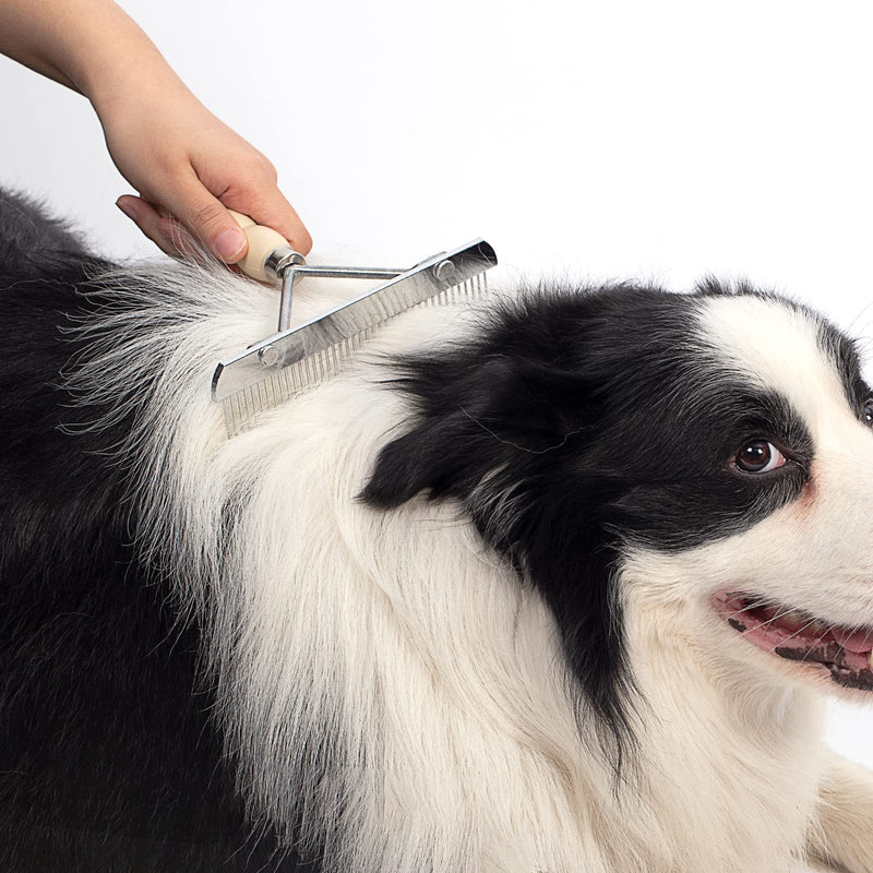 Undercoat Rake for Dogs, 3 Pack Pet Grooming Brush Set Long Tooth Rake Brush & Double-Sided Teech Comb & Stainless Steel Shedding Comb, Long Haired Pet Grooming Tool Set for Horse Large Dog Cat - BeesActive Australia