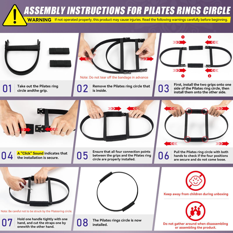 Pilates Ring Circle, 14" Magic Circle Pilates Rings for Focusing on Toning Inner Thighs, Arms, and Core, Fitness Exercise Ring Workout Ring for Yoga and Pilates Black