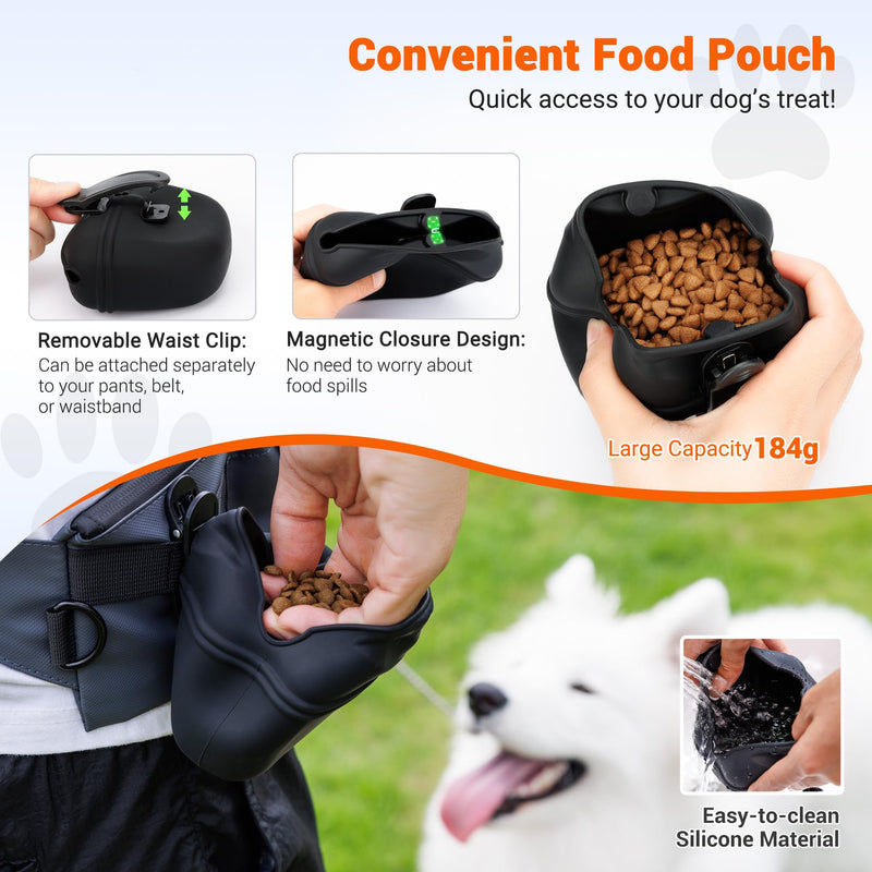 2 In 1 Dog Treat Pouch for Training, Upgrade Treat Pouch for leash with Removable Clip on Silicone Treat Bag & Built-in Poop Bag Dispenser,Waist Belt Fanny Pack for Pet Puppy Training Walking Hiking - BeesActive Australia
