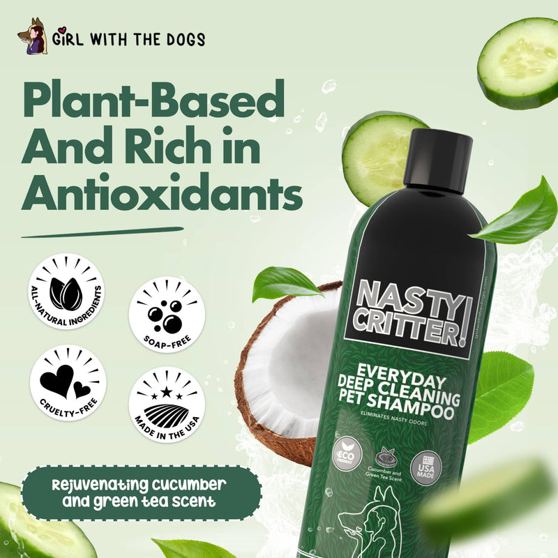 NASTY CRITTER! by Girl With The Dogs - Everyday Deep Cleaning Dog Shampoo 16 Oz, Made in USA 8 Wks+ - BeesActive Australia